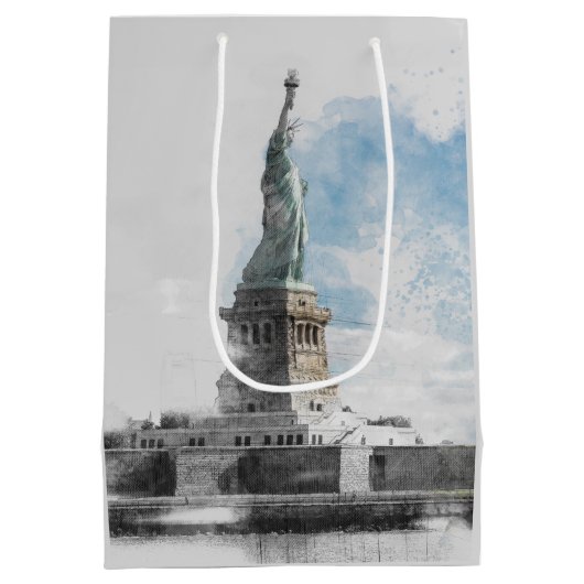 Manhattan Nyc Liberty Statue Mittlere Geschenktüte (Rückseite)