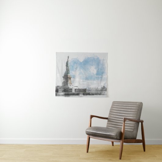 Manhattan Nyc Liberty Statue Wandteppich (Beispiel (Horizontal))