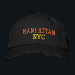 MANHATTAN NYC Orange Yellow Black Vintag Style Bestickte Baseballkappe<br><div class="desc">BROOKLYN NYC Orange und Gelbe Stickerei auf Schwarz Not leidenden Vintagen Stil Baumwollhut. Die Stickerei kann an andere Farbeinstellungen angepasst werden,  indem Sie die Schaltfläche "Design bearbeiten" auswählen. Außerdem ist die Möglichkeit verfügbar,  die gewünschte Farbe auf der Hauptseite auszuwählen.</div>