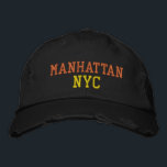 MANHATTAN NYC Orange Yellow Black Vintag Style Bestickte Baseballkappe<br><div class="desc">BROOKLYN NYC Orange und Gelbe Stickerei auf Schwarz Not leidenden Vintagen Stil Baumwollhut. Die Stickerei kann an andere Farbeinstellungen angepasst werden,  indem Sie die Schaltfläche "Design bearbeiten" auswählen. Außerdem ist die Möglichkeit verfügbar,  die gewünschte Farbe auf der Hauptseite auszuwählen.</div>