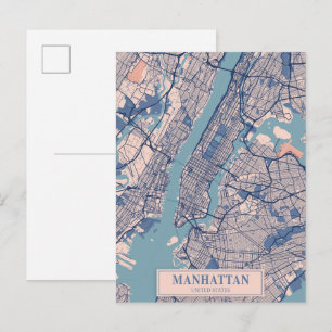 Manhattan NYC USA luftige Stadtkarte Reise Postkarte