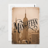 Manhattan NYC Vintag Postkarte (Vorne/Hinten)