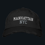 MANHATTAN NYC White Gray Black Vintag Style Bestickte Baseballkappe<br><div class="desc">BROOKLYN NYC Weiß und Grau Stickerei auf Schwarz Not leidenden Vintagen Baumwollhut. Die Stickerei kann an andere Farbeinstellungen angepasst werden,  indem Sie die Schaltfläche "Design bearbeiten" auswählen. Außerdem ist die Möglichkeit verfügbar,  die gewünschte Farbe auf der Hauptseite auszuwählen.</div>