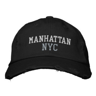MANHATTAN NYC White Gray Black Vintag Style Bestickte Baseballkappe