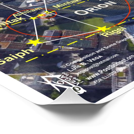 Manhattan Orion Star Map Poster (Ecke)