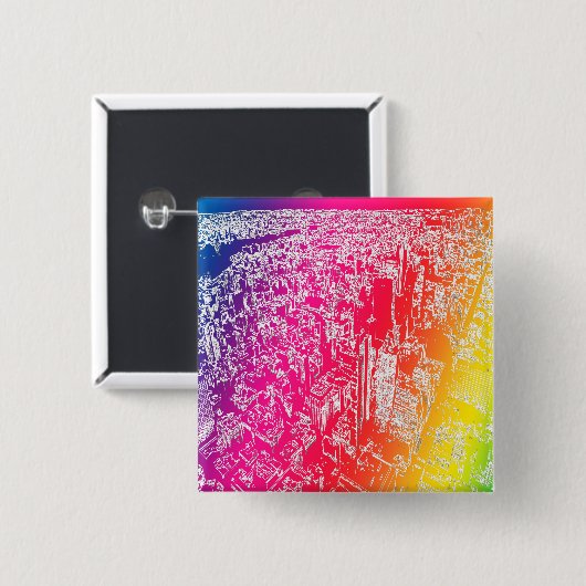 Manhattan Regenbogen Button (Vorne & Hinten)