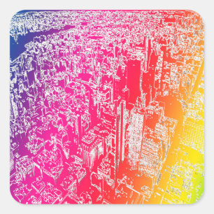 Manhattan Regenbogen Quadratischer Aufkleber