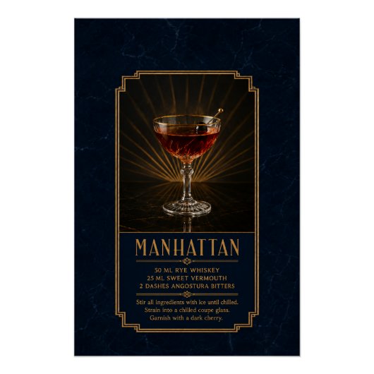 Manhattan-Rezeptposter | Bar-Kunst Poster (Vorderseite)