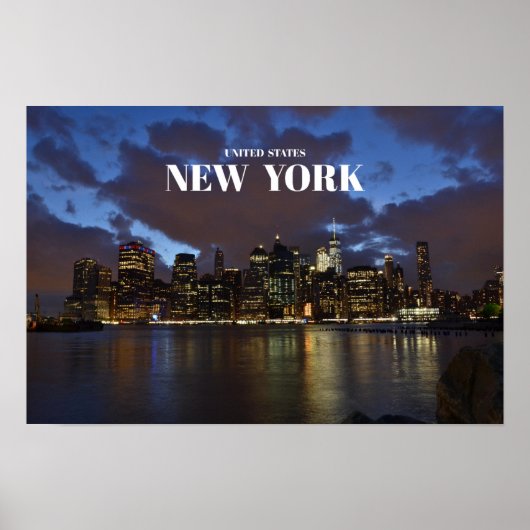 Manhattan Skyline At Night - New York Poster (Vorne)