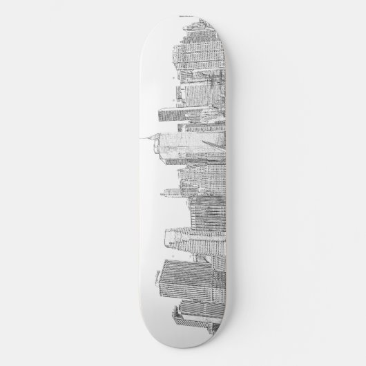 Manhattan-Skyline nachts Skateboard (Vorderseite)