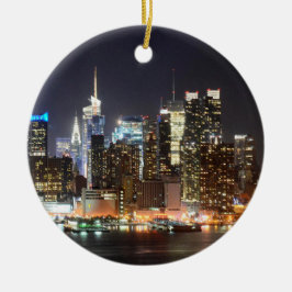 Manhattan Skyline New York in der Nacht Keramikornament