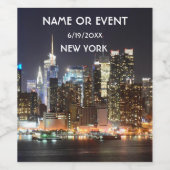 Manhattan Skyline New York in der Nacht Weinetikett (Einzelnes Label)