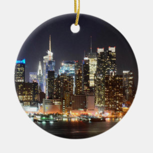 Manhattan-Skyline New York nachts Keramikornament