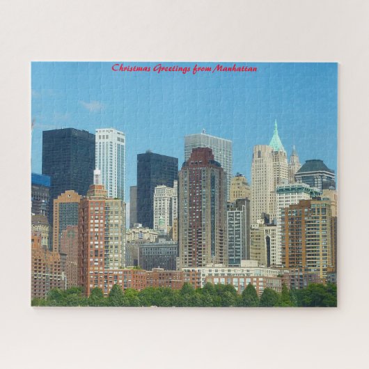 Manhattan Skyline New York - Weihnachtsgrüße Puzzle (Horizontal)
