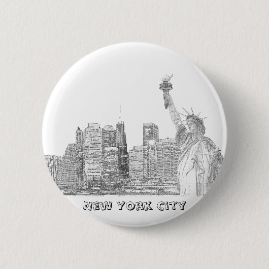 Manhattan-Skyline und das Freiheitsstatue Button (Vorderseite)