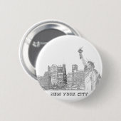 Manhattan-Skyline und das Freiheitsstatue Button (Vorne & Hinten)