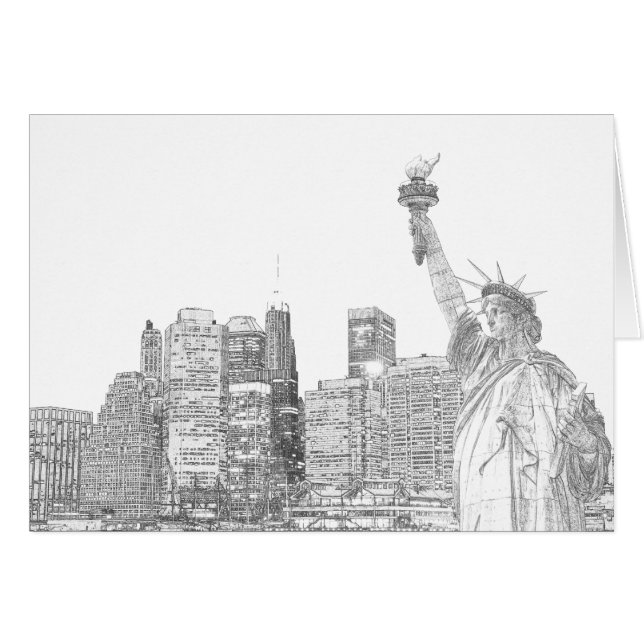 Manhattan Skyline und Die Freiheitsstatue (Vorderseite (Horizontal))