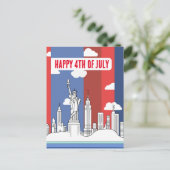 Manhattan Skyline und Freiheitsstatue 4. Juli Postkarte (Stehend Vorderseite)
