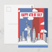 Manhattan Skyline und Freiheitsstatue 4. Juli Postkarte (Vorne/Hinten)