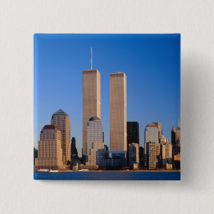 Manhattan-Skyline und Hudson River, New York, 2 Button