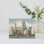 Manhattan Skyline Vintag New York Postkarte (Stehend Vorderseite)