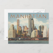 Manhattan Skyline Vintag New York Postkarte (Vorne/Hinten)