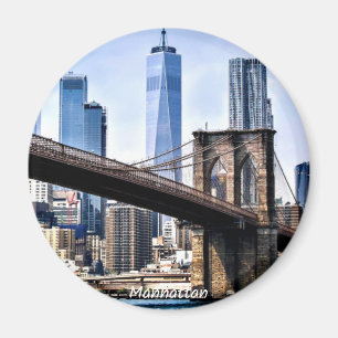 Manhattan, Stadtbild mit Wolkenkratzern Magnet