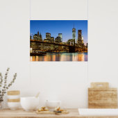 Manhattan und Brooklyn Bridge bei Dämmerung Poster (Küche)