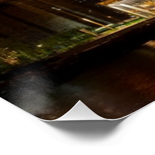 Manhattan und Brooklyn Bridge bei Dämmerung Poster (Ecke)