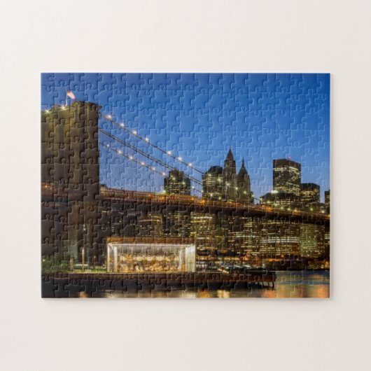 Manhattan und Brooklyn-Brücke an der Dämmerung Puzzle (Horizontal)