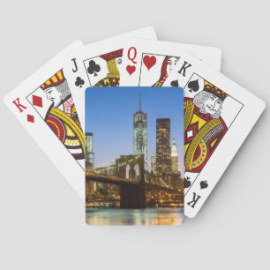 Manhattan und Brooklyn-Brücke an der Dämmerung Spielkarten