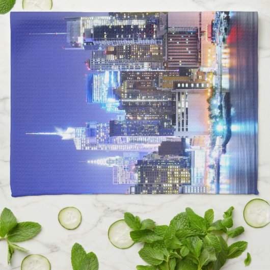 Manhattan und Hudson Geschirrtuch (Gefaltet)