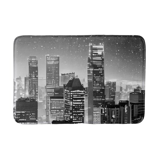 Manhattan Unter den Sternen in Schwarz und Weiß Badematte (Vorderseite)