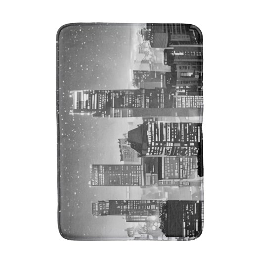 Manhattan Unter den Sternen in Schwarz und Weiß Badematte (Vorderseite Vertikal)