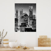 Manhattan Unter den Sternen in Schwarz und Weiß Poster (Küche)