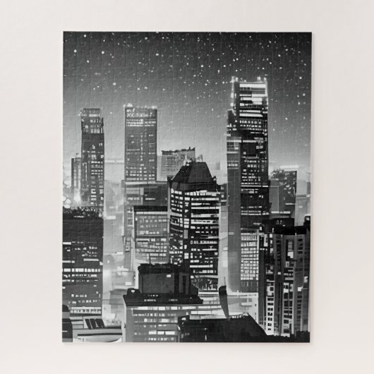 Manhattan Unter den Sternen in Schwarz und Weiß Puzzle (Vertikal)