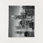 Manhattan Unter den Sternen in Schwarz und Weiß Wandteppich (Vorderseite)