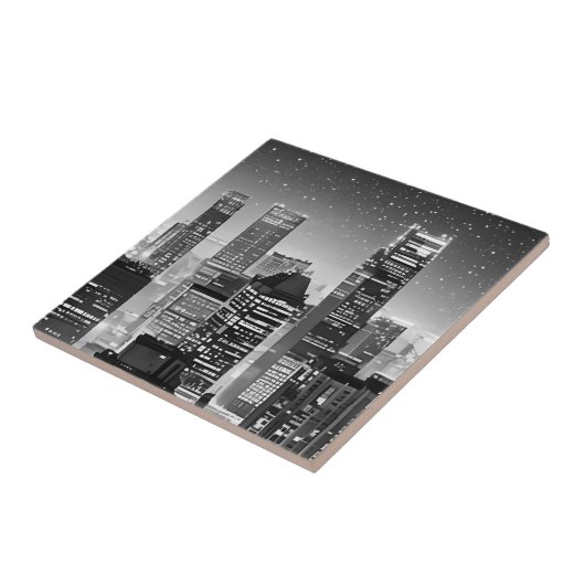 Manhattan Unter den Sternen in Schwarz-Weiß-Ceram Fliese (Seite)