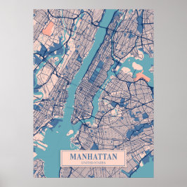 Manhattan - Vereinigte Staaten Breezy City Map Poster