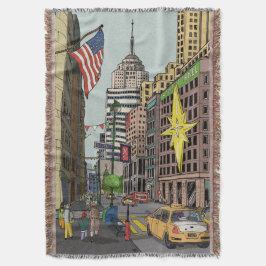 Manhattan Winter New York Weihnachts-Illustration Decke