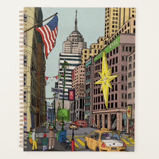 Manhattan Winter New York Weihnachts-Illustration Planer (Vorderseite)