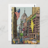 Manhattan Winter New York Weihnachts-Illustration Postkarte (Vorne/Hinten)
