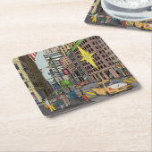 Manhattan Winter New York Weihnachts-Illustration Rechteckiger Pappuntersetzer (angewinkelt)