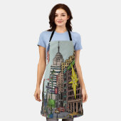 Manhattan Winter New York Weihnachts-Illustration Schürze (Getragen)