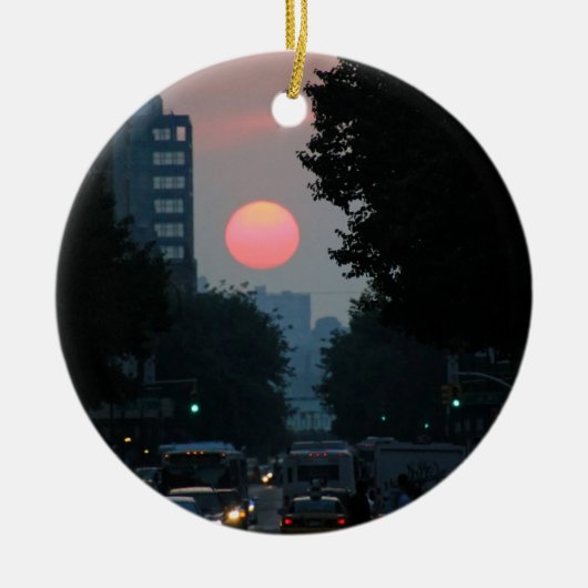 Manhattanhenge: Einstellung der pinkish orange Keramikornament (Vorne)
