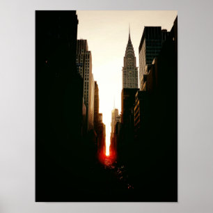 Manhattanhenge und Chrysler-Gebäude, klein Poster