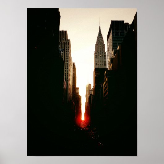 Manhattanhenge und Chrysler-Gebäude, klein Poster (Vorne)