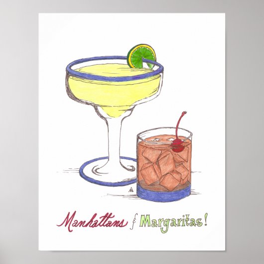 Manhattans & Margaritas | Anpassbar Poster (Vorne)