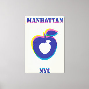 Manhatten NYC Vintag "Big Apple" Travel Poster Leinwanddruck