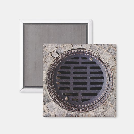 Manhole-Abdeckung und Cobblestone-Straße-Magnet Magnet (Vorderseite/Rückseite)